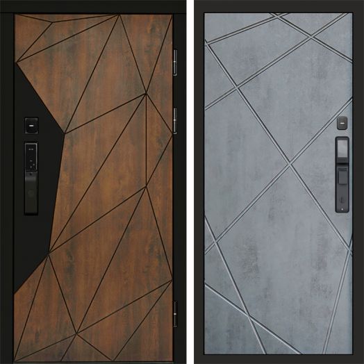 Входная дверь ВДК Геометрия с электронным замком - Лучи Бетон темный