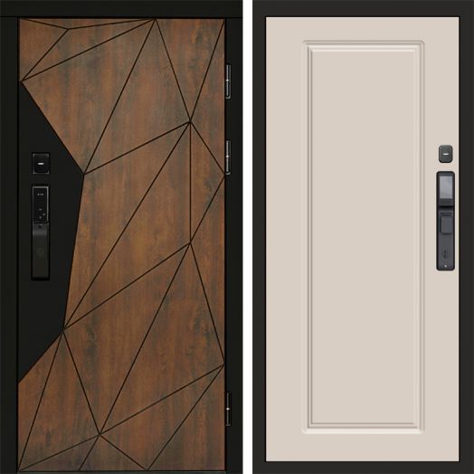 Входная дверь ВДК Геометрия с электронным замком - Гранд Слоновая кость