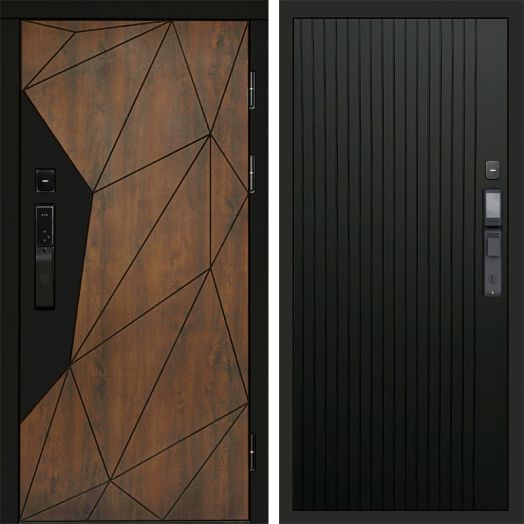 Входная дверь ВДК Геометрия с электронным замком - Flat Черный кварц