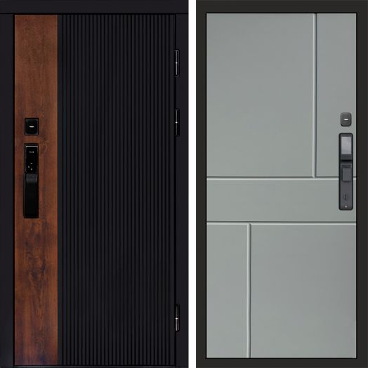 Входная дверь ВДК Престиж с электронным замком - Горизонт Грей софт