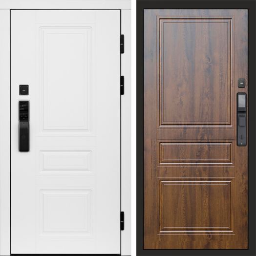 Входная дверь ВДК Орегон Вайт с электронным замком - Классика Дуб