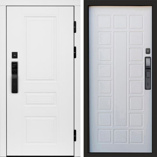 Входная дверь ВДК Орегон Вайт с электронным замком - Престиж Белое дерево