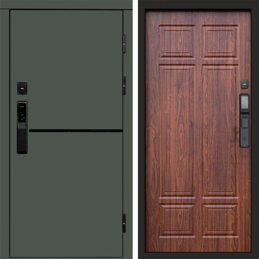 Входная дверь ВДК Тренд Грин с электронным замком - Орех премиум