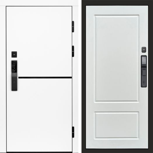 Входная дверь ВДК Тренд Вайт с электронным замком - Марсель Белый софт