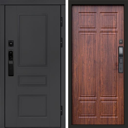 Входная дверь ВДК Орегон Графит с электронным замком - Орех премиум