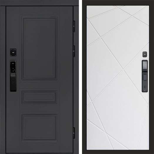 Входная дверь ВДК Орегон Графит с электронным замком - Лучи Белый