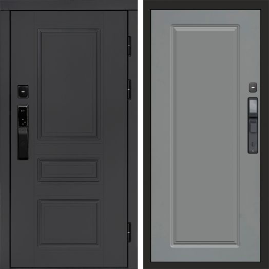 Входная дверь ВДК Орегон Графит с электронным замком - Гранд Грей софт