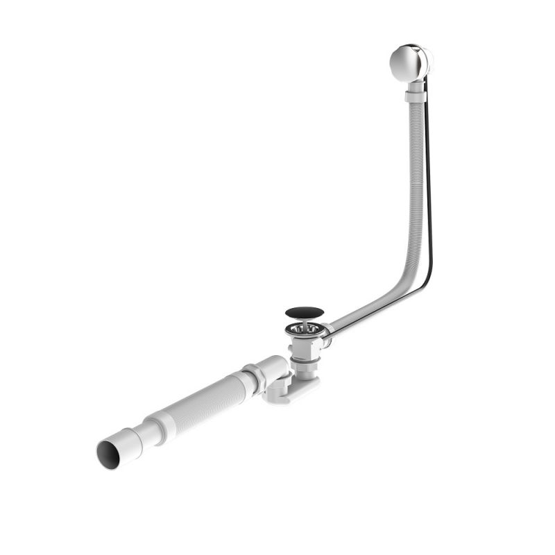 W90A-000-OFI слив-перелив для ванныс гофрой, длина 600 мм , полуавтомат