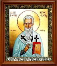 Икона Фотий Константинопольский в киоте с басмой Виноградная Лоза (UV-печать)(31037)