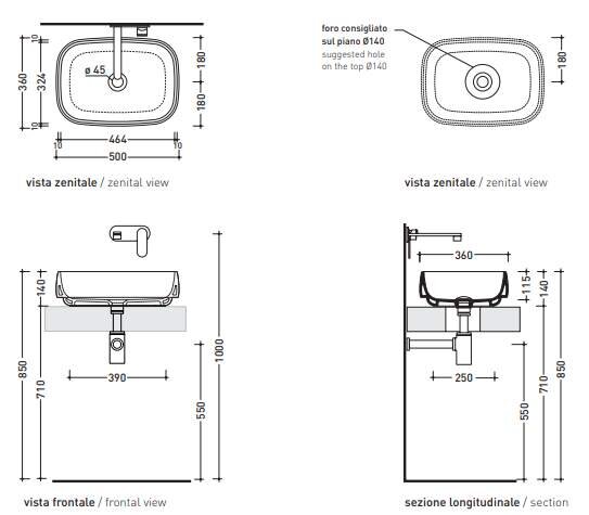 Накладная раковина Flaminia Flag 50 Countertop Basin 50х36 ФОТО
