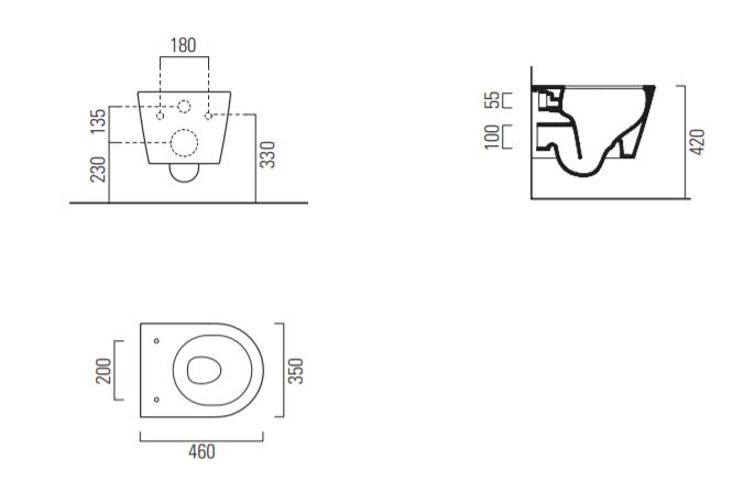 Унитаз подвесной GSI Kube X 9418 46х35 ФОТО