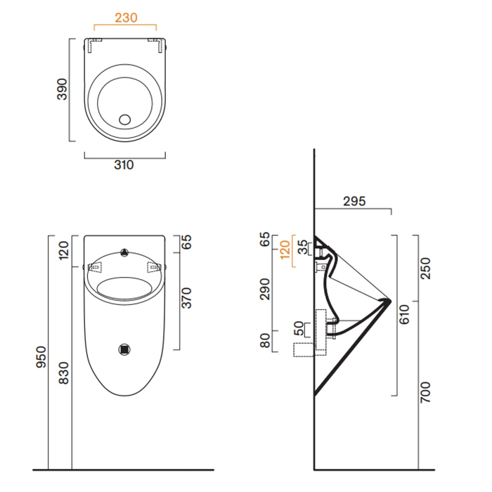 Писсуар подвесной Catalano Comfort 932610001 61x31 см белый глянцевый ФОТО