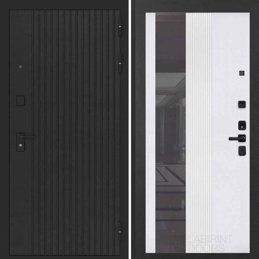 Входная дверь Бункер БН 06 - 32 Зеркало тонировка Белый софт рельеф