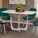 Стол обеденный «Орфей» Белый муар, Стекло глянцевое белый мрамор