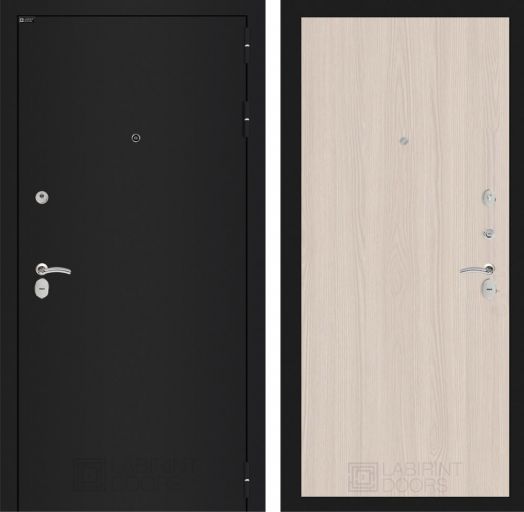 Входная дверь Лабиринт КЛАССИК шагрень черная - 05 Ясень Светлый