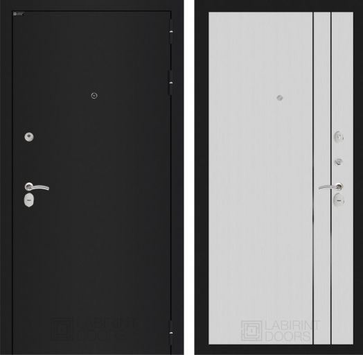Входная дверь Лабиринт КЛАССИК шагрень черная - 10 Белый софт рельеф