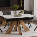 Стол обеденный "Палмер" Тип 1 Черный муар, Дуб галифакс нат, Керамика матовая белый мрамор