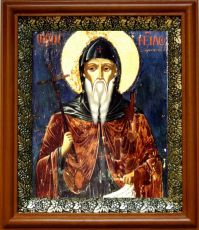 Икона Нил Мироточивый в киоте с басмой Виноградная Лоза (UV-печать)(31096)