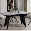 Стол обеденный "Шелдон" Тип 1 Черный муар, Керамика матовая серый мрамор