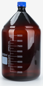 Банка для реактивов GL45, 10000 мл, стекло Boro 3.3, темное стекло, с винтовой крышкой, градуированная