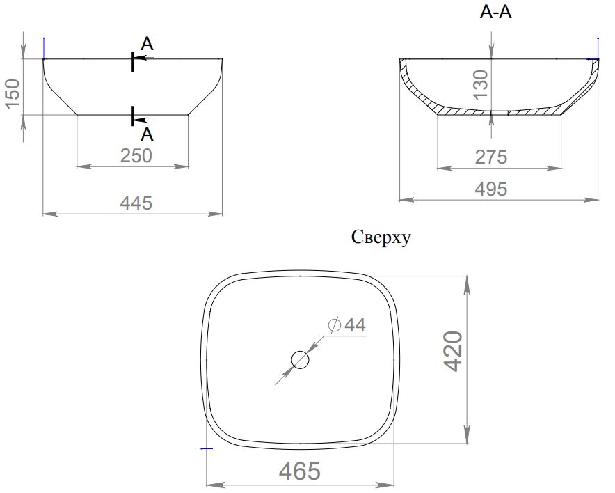 Белая раковина Salini Gloria 308 в ванную 50x45 см 1102208M ФОТО