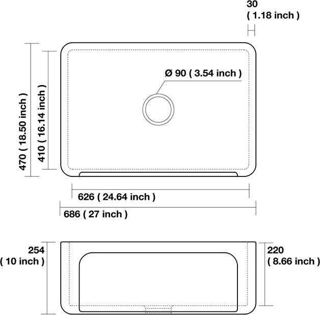Кухонная мойка встраиваемая Kerasan Hannah Yorkshire 542001 68,6х47 см ФОТО