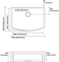 Кухонная мойка Kerasan Hannah Devon 544101 75,8х53 см схема 2