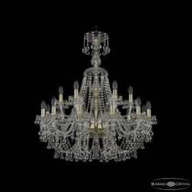 Люстра Хрустальная BOHЕMIA IVЕLЕ CRYSTАL 1409/12+6/300/XL-95 G Золото, Стекло / Богемия Ивеле Кристалл