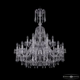 Люстра Хрустальная BOHЕMIА IVЕLЕ CRYSTAL 1403/12+6/300/XL-100/2D NI Никель, Стекло / Богемия Ивеле Кристалл