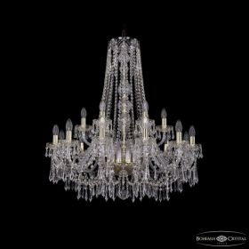 Люстра Хрустальная BOHЕMIА IVЕLЕ CRYSTAL 1403/12+6/300/H-95 G Золото, Стекло / Богемия Ивеле Кристалл