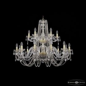 Люстра Хрустальная BOHEMIА IVЕLЕ CRYSTAL 1402/12+6/360/2D G Золото, Стекло/Металл / Богемия Ивеле Кристалл