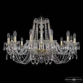 Люстра Хрустальная BOHEMIA IVELЕ CRYSTAL 1402/12/300 G LEAFS Золото, Металл, Стекло / Богемия Ивеле Кристалл