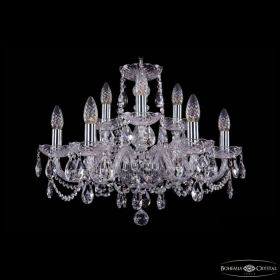 Люстра Хрустальная BOHEMIA IVELЕ CRYSTAL 1402/6+3/195 NI Никель, Стекло / Богемия Ивеле Кристалл