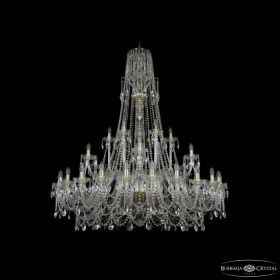 Люстра Хрустальная BOHEMIA IVELЕ CRYSTAL 1411/24+6+6/530/XL-165 G Золото, Стекло / Богемия Ивеле Кристалл