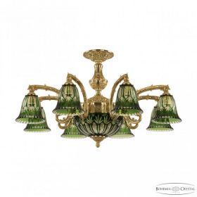Люстра Бронзовая BOHEMIA IVELЕ CRYSTAL 71212P/8/210 G P2 D CLEAR-GREEN/H-1I Золото, Латунь / Богемия Ивеле Кристалл