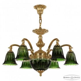Люстра Бронзовая BOHEMIA IVELE CRYSTAL 72209P/6/175 G Р2 D CLEAR-GREEN/H-1K Золото, Латунь / Богемия Ивеле Кристалл