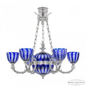 Люстра Бронзовая BOHEMIA IVELE CRYSTAL 71009P/6/210 NW Р1 U CLEAR-BLUE/H-1H Y8 FA2S Никель Беленый, Латунь / Богемия Ивеле Кристалл