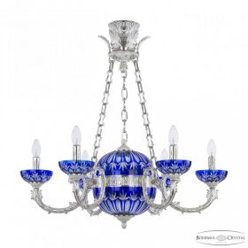 Люстра Бронзовая BOHEMIA IVELE CRYSTAL 71009P/6/210 NW Р CLEAR-BLUE/H-1I Y8 Никель Беленый, Латунь / Богемия Ивеле Кристалл