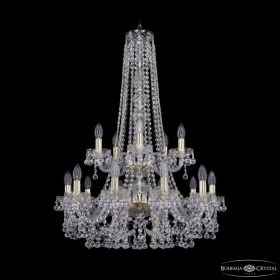 Люстра Хрустальная BOHЕMIA IVЕLЕ CRYSTAL 1409/10+5/240/H-91/2D G Золото, Стекло / Богемия Ивеле Кристалл