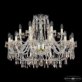 Люстра Хрустальная BOHЕMIA IVЕLЕ CRYSTAL 1403/12+6/300 G K721 Золото, Стекло / Богемия Ивеле Кристалл