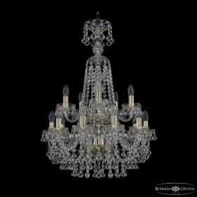 Люстра Хрустальная BOHЕMIA IVЕLЕ CRYSTAL 1409/10+5/195/XL-83/2D G Золото, Стекло / Богемия Ивеле Кристалл