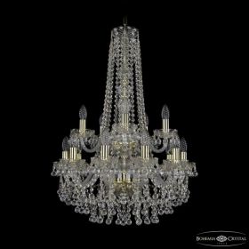 Люстра Хрустальная BOHЕMIA IVЕLЕ CRYSTAL 1409/10+5/195/H-83/2D G Золото, Стекло / Богемия Ивеле Кристалл