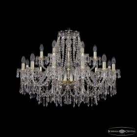 Люстра Хрустальная BOHЕMIA IVЕLЕ CRYSTAL 1403/12+6/300 G Золото, Стекло / Богемия Ивеле Кристалл