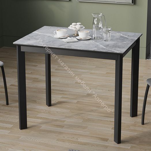 Стол раздвижной «Риттер» Тип 1 Черный муар, Керамика матовая серый мрамор