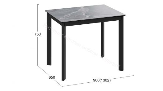 Стол раздвижной «Риттер» Тип 1 Черный муар, Керамика матовая серый мрамор