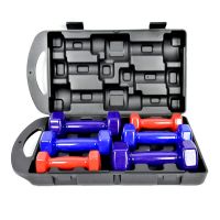 Набор гантелей цельнолитых CLIFF, винил 6,0кг (в пластиковом боксе: 2х0,5кг, 2х1кг, 2х1,5кг)