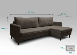 Диван угловой Страйп НПБ (ш2220*г1750*в1000мм) вивальди 8