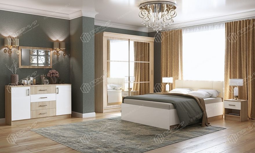 Спальня "БЕАТРИС" Дуб Сонома - Белый глянец №1