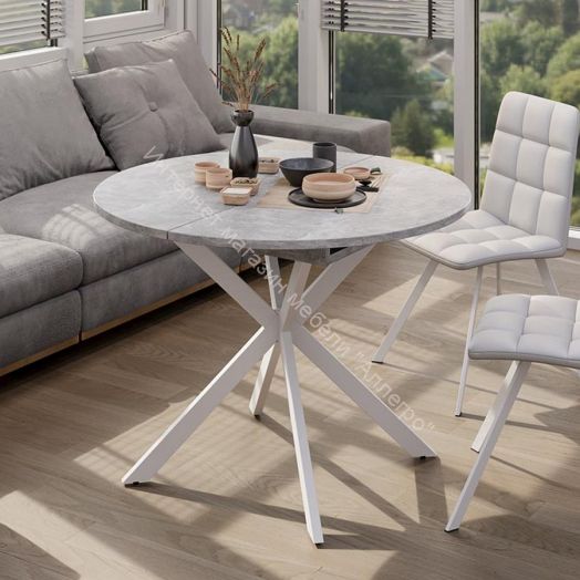 Стол обеденный раздвижной «Мэдисон» Тип 1 Белый муар, Ателье светлый