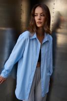 Рубашка оверсайз в полоску хлопковая [голубой]